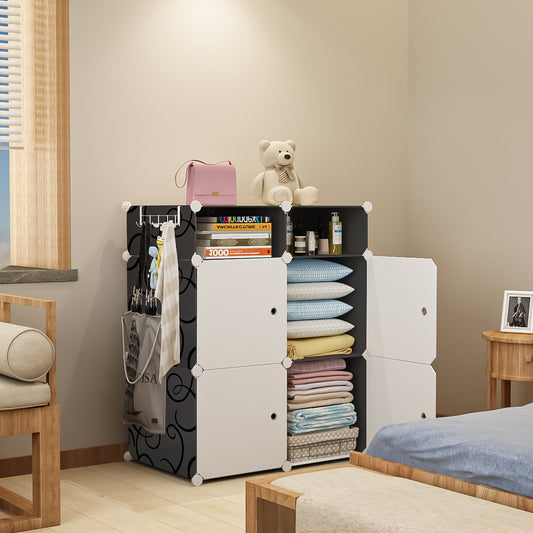 Dulap Modular, 6 Compartimente, D4120, Alb/Negru