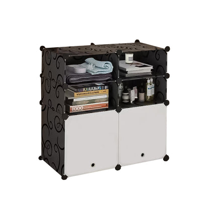 Dulap Modular, 6 Compartimente, D4124, Alb/Negru