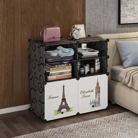 Dulap Modular, 6 Compartimente, D4125, Alb/Negru