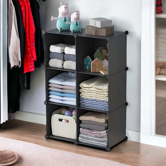 Dulap Modular, 6 Compartimente, fara usi, Naimeed D4141, Negru