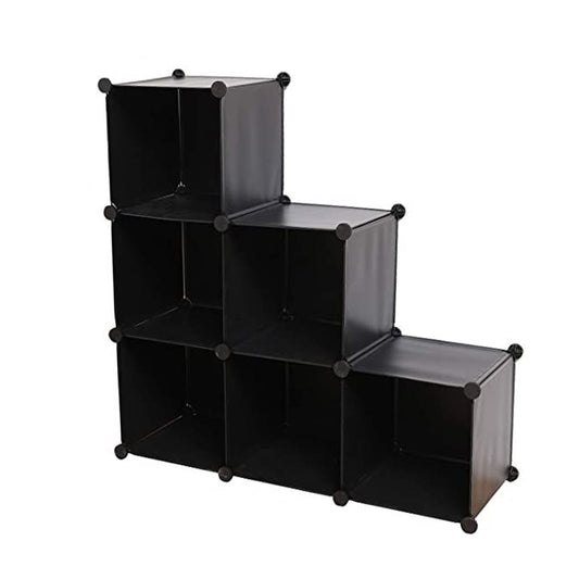 Dulap Modular, 6 Compartimente, fara usi, Naimeed D4142, Negru