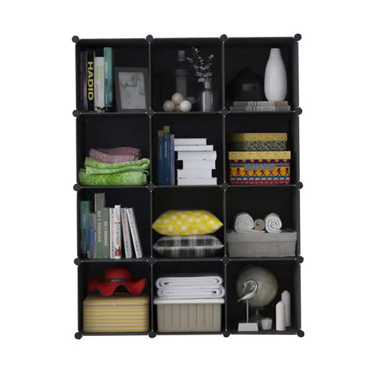 Dulap Modular, 12 Compartimente, fara usi, Naimeed D4143, Negru