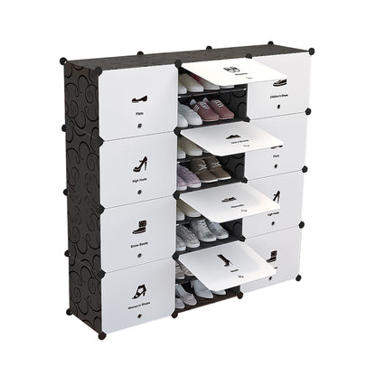 Pantofar modular, 24 Compartimente, D4144, Negru/Alb