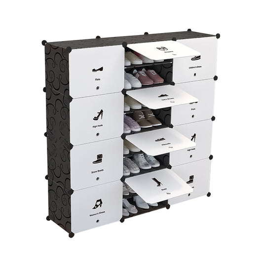 Pantofar modular, 24 Compartimente, D4144, Negru/Alb