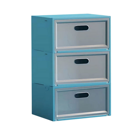 Set 3 cutii pentru depozitare pantofi, Naimeed D4153, polipropilena, Albastru