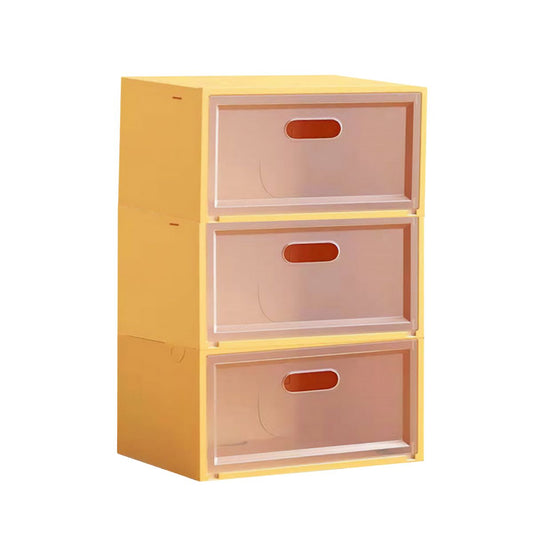 Set 3 cutii pentru depozitare pantofi, Naimeed D4155, polipropilena, Galben