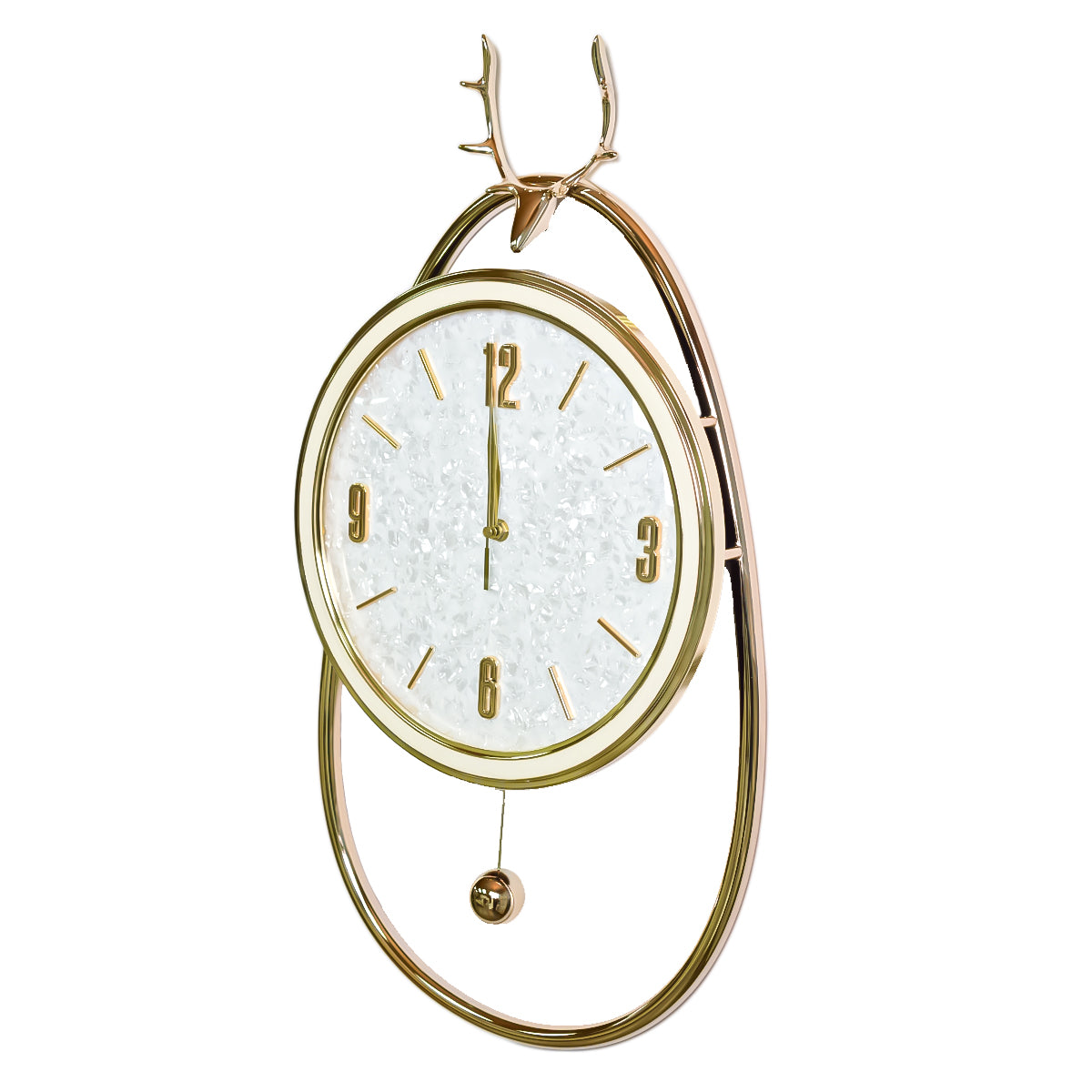 Ceas de perete cu pendul, stil elegant, Metal, mecanism Silentios, D4212, 35*57 cm, Auriu/Alb