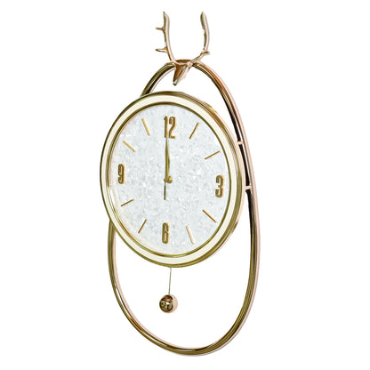 Ceas de perete cu pendul, stil elegant, Metal, mecanism Silentios, D4212, 35*57 cm, Auriu/Alb