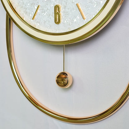Ceas de perete cu pendul, stil elegant, Metal, mecanism Silentios, D4212, 35*57 cm, Auriu/Alb