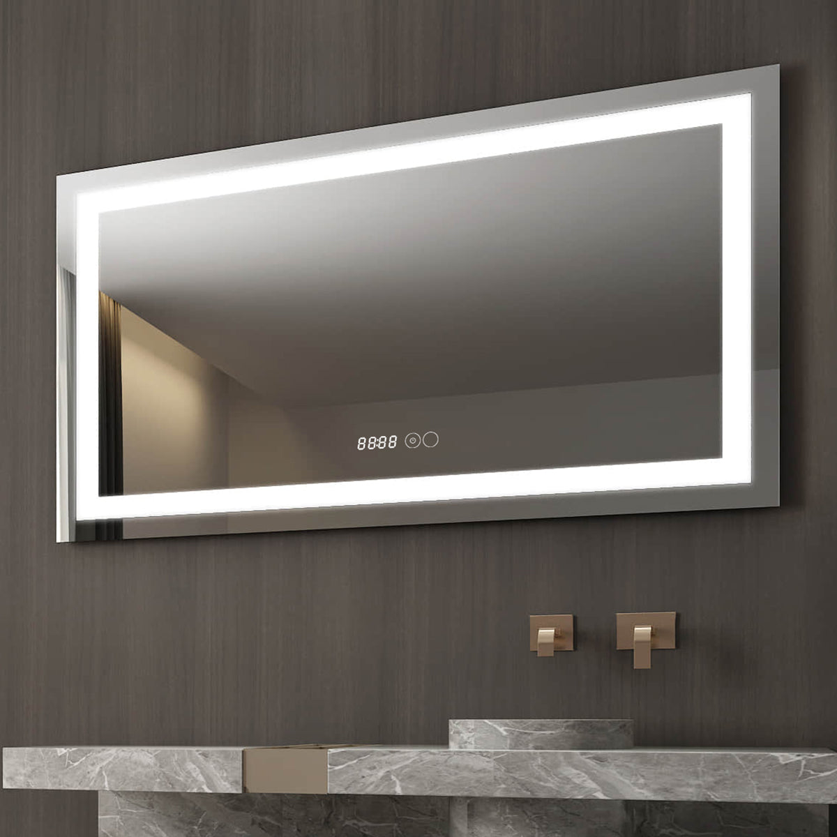 Oglinda baie, sistem iluminare LED, IP44, 120x70cm, D4228, Dezaburire, Touch, Ceas