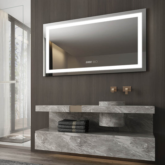 Oglinda baie, sistem iluminare LED, IP44, 120x70cm, D4228, Dezaburire, Touch, Ceas