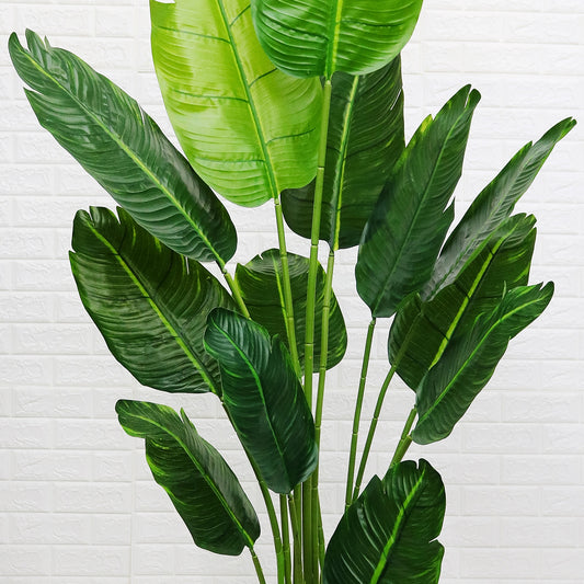 Planta artificiala, Ravenala cu ghiveci, 13 frunze, D4297, 190cm, verde