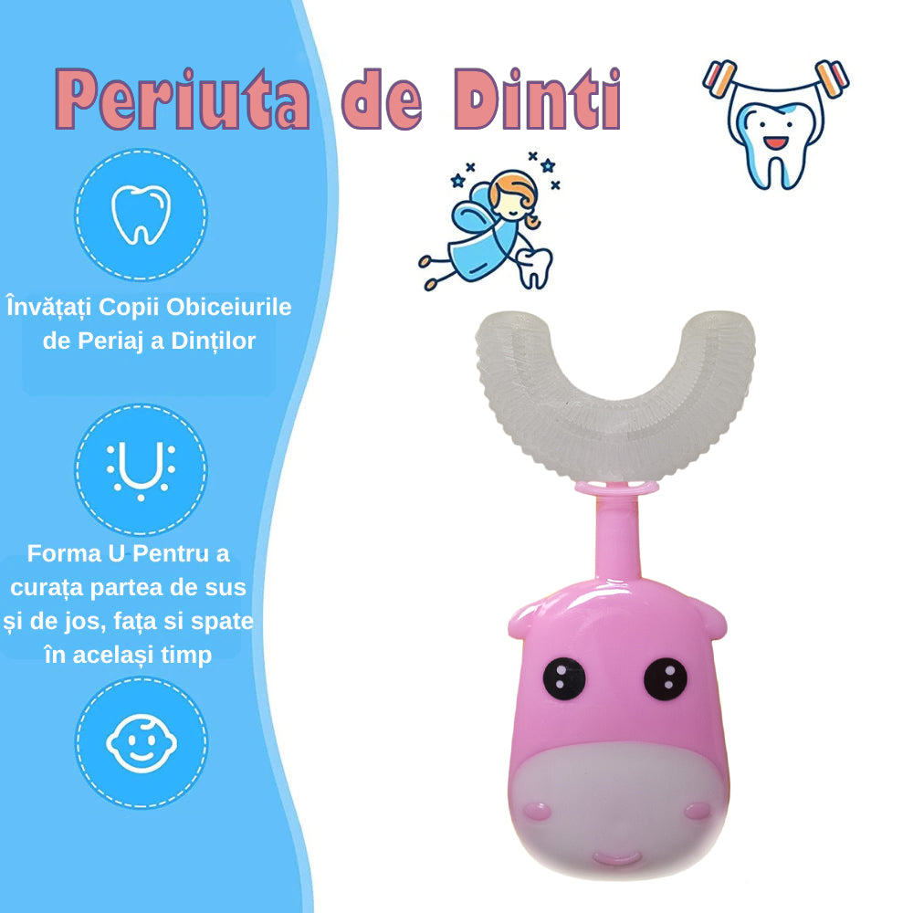 Set 2 Periute de Dinti, U-shape, pentru Copii 3-6 ani, Naimeed D4366, Roz