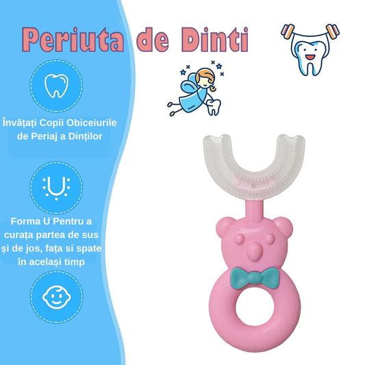 Periuta de Dinti Circulara U-shape, pentru Copii 2-6 ani, Naimeed D4367, Roz