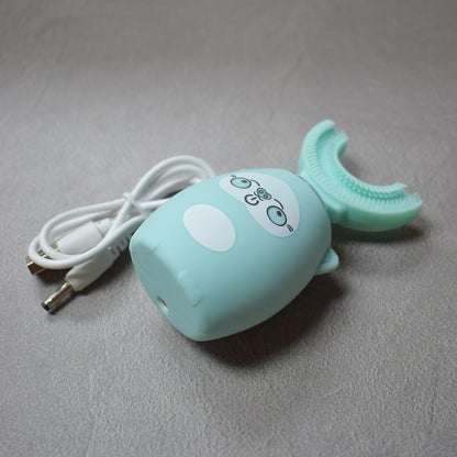 Periuta de dinti electrica U-shape, 3 programe, pentru Copii 2-7 ani, Naimeed D4369, acumulator, incarcare USB, Blue