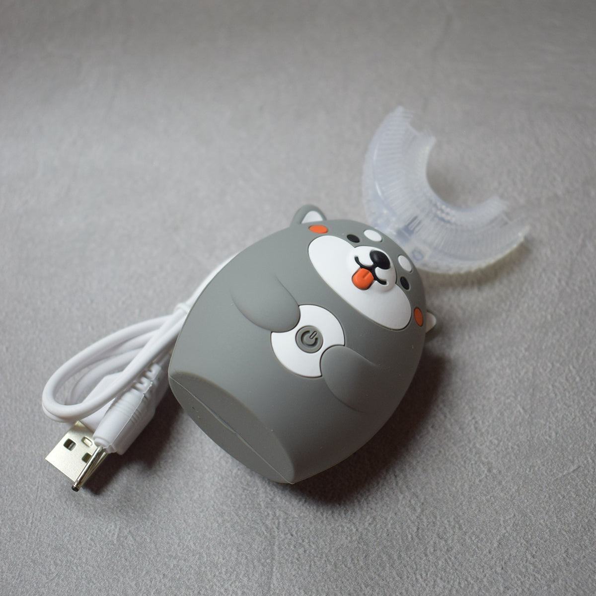 Periuta de dinti electrica U-shape, 5 programe, pentru Copii 3-12 ani, Naimeed D4370, acumulator, incarcare USB, Gri
