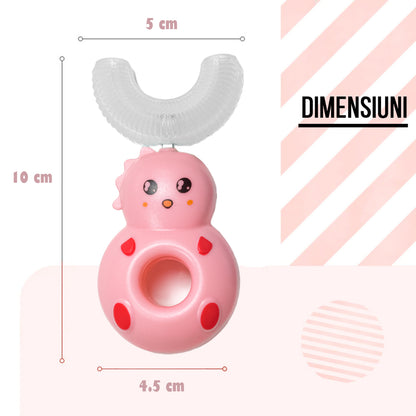 Periuta de Dinti Circulara U-shape, pentru Copii 2-12 ani, Naimeed D4372, Roz
