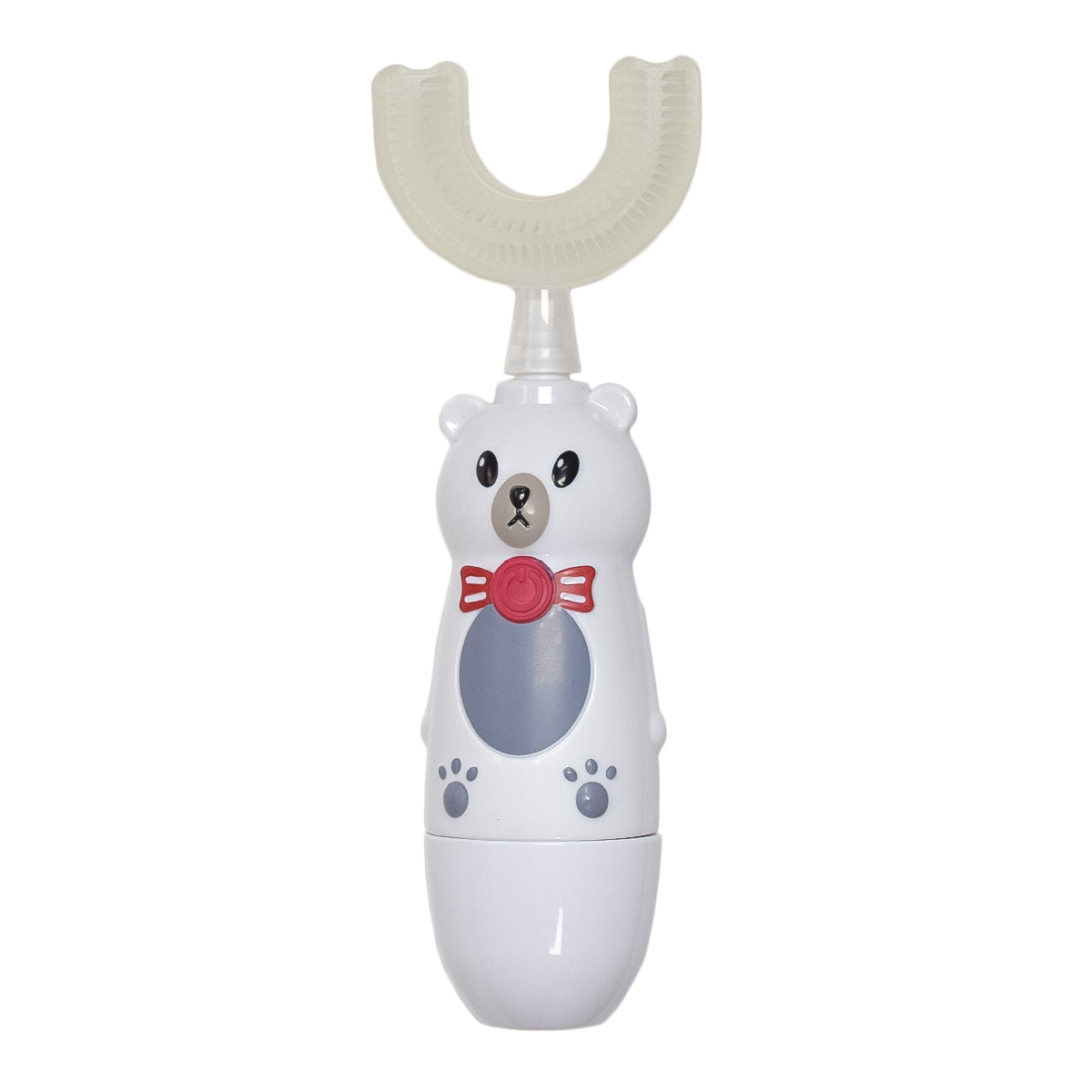 Periuta de dinti electrica U-shape, cu baterie, pentru Copii 6-12 ani, Naimeed D4377, cu micro-vibratie, ursulet, Alb