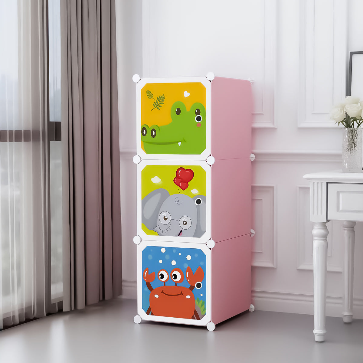 Dulap Modular Copii, 3 Usi, D4378, Roz
