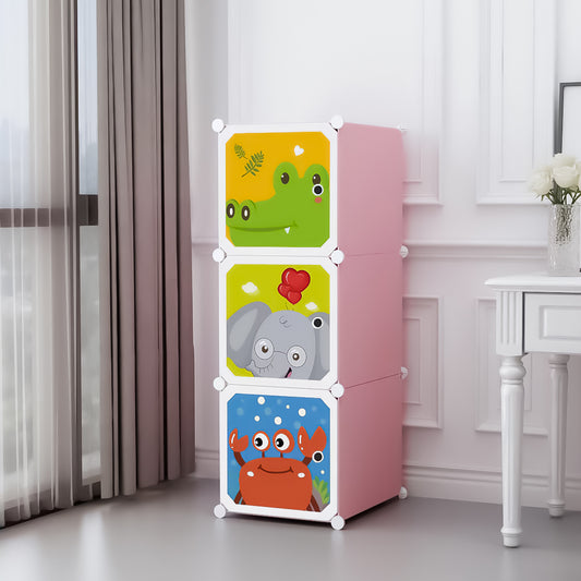 Dulap Modular Copii, 3 Usi, D4378, Roz