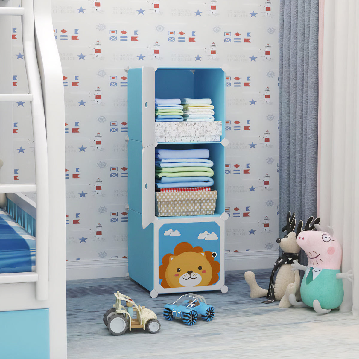 Dulap Modular Copii, 3 Usi, D4379, Blue