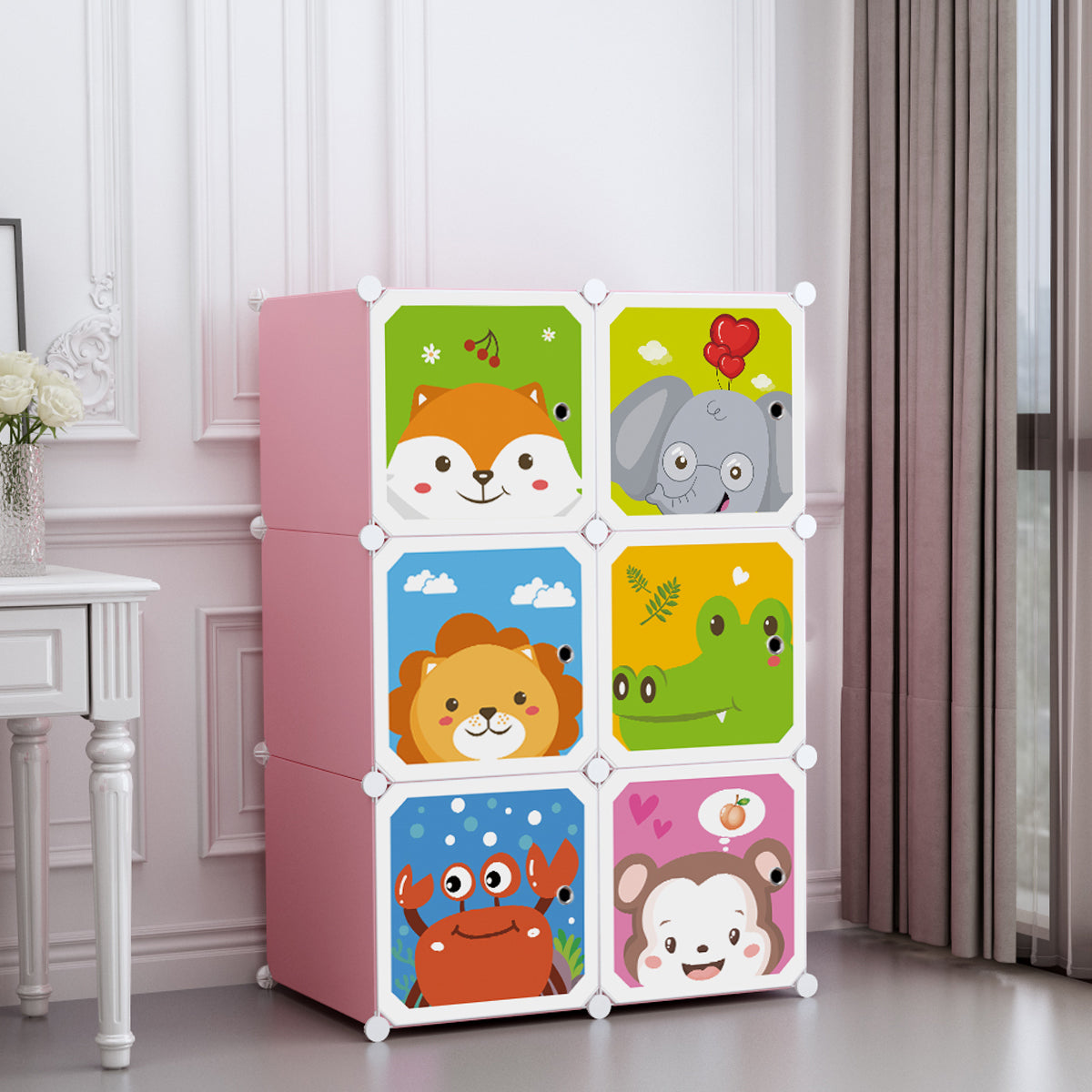 Dulap Modular Copii, 6 Usi, D4383, Roz