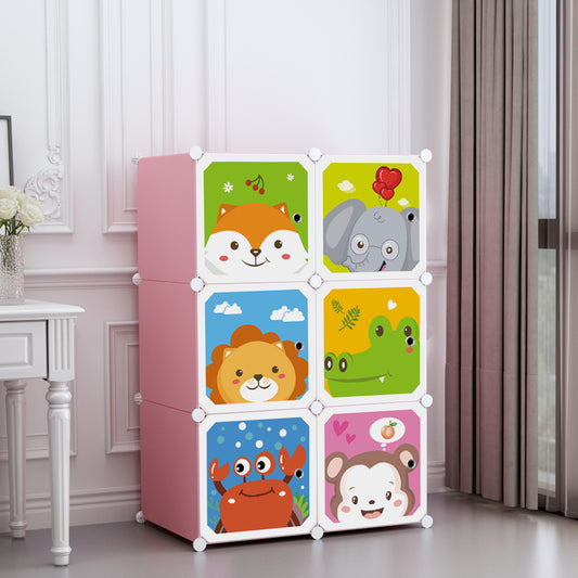 Dulap Modular Copii, 6 Usi, D4383, Roz