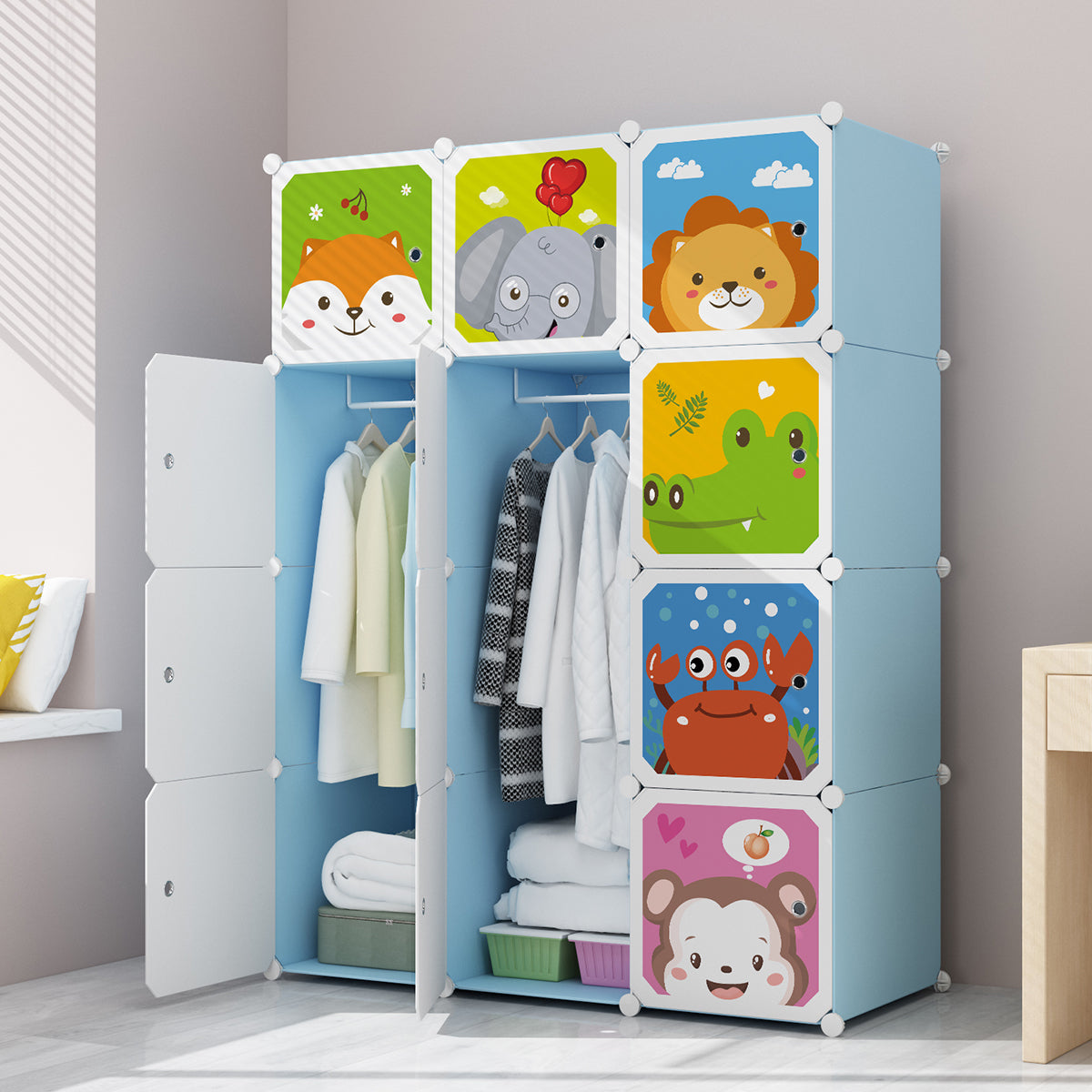 Dulap Modular Copii, 12 Usi, D4396, Blue
