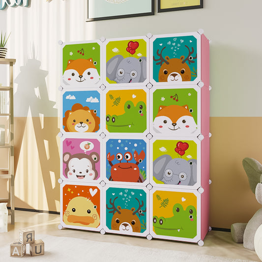 Dulap Modular Copii, 12 Usi, D4398, Roz