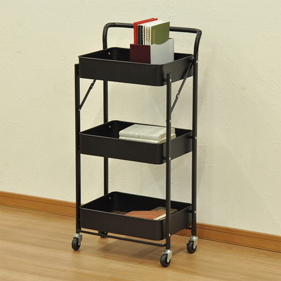 Raft metalic mobil, multifunctional, 3 polite, Naimeed D4404, Negru