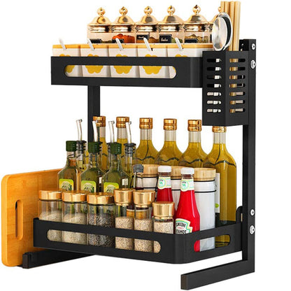 Raft metalic, multifunctional, 2 polite, Naimeed D4428, Negru