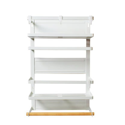 Raft metalic, multifunctional, prindere magnetica, 2 polite, suport rola si prosop, Naimeed D4437, Alb
