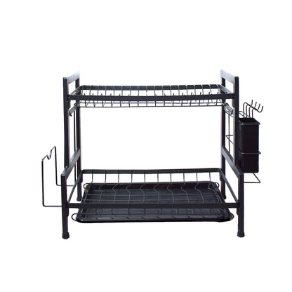 Raft metalic pentru vase si tacamuri, 2 polite, Naimeed D4465, Negru
