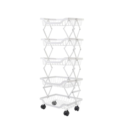 Raft metalic mobil, extensibil, 5 cosuri, Naimeed D4486, Alb