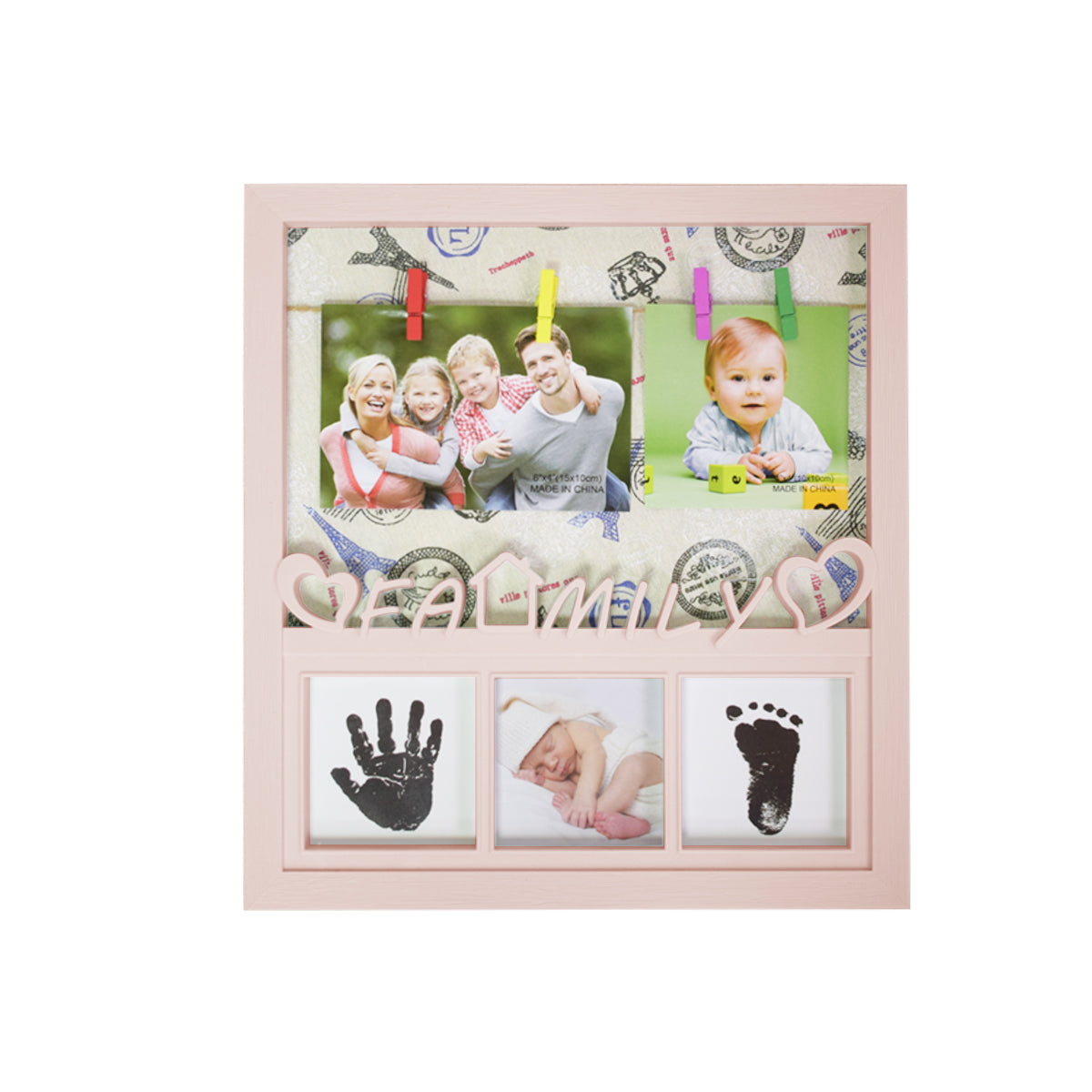 Rama foto cu amprenta, personalizabila, Naimeed D4572P, Roz