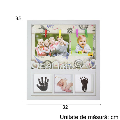 Rama foto cu amprenta, personalizabila, Naimeed D4572W, Alb