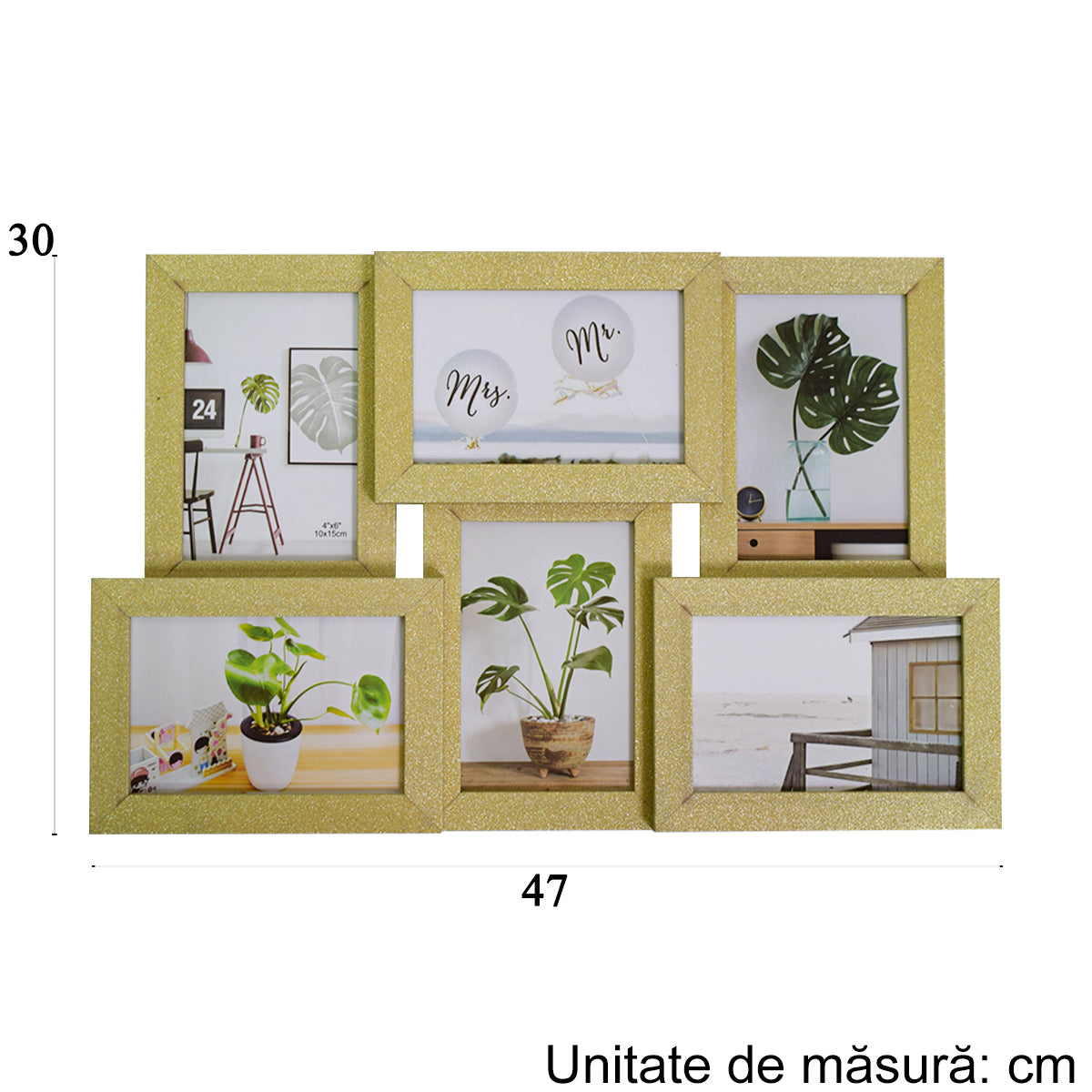 Rama foto, 6 poze, Naimeed D4592G, Auriu