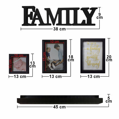 Set 2 rame foto, Naimeed D4595N, 1 polita si 2 ornamente, Negru