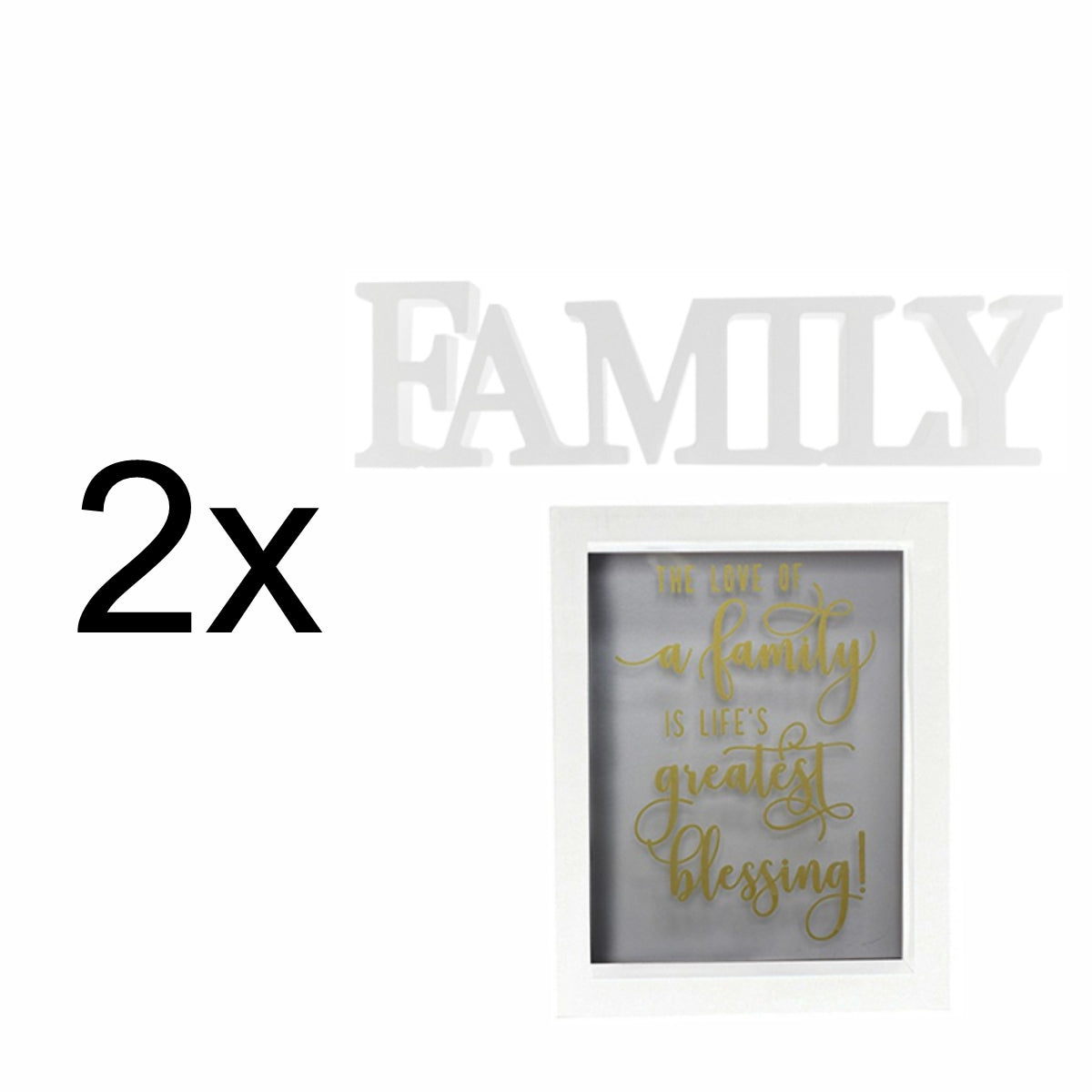 Set 2 rame foto, Naimeed D4595W, 1 polita si 2 ornamente, Alb