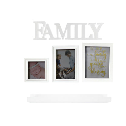 Set 2 rame foto, Naimeed D4595W, 1 polita si 2 ornamente, Alb