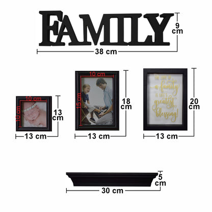 Set 2 rame foto, Naimeed D4596N, 1 polita si 2 ornamente, Negru