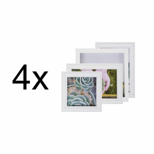 Set 4 rame foto, Naimeed D4599W, 1 polita si 1 ornament, Alb