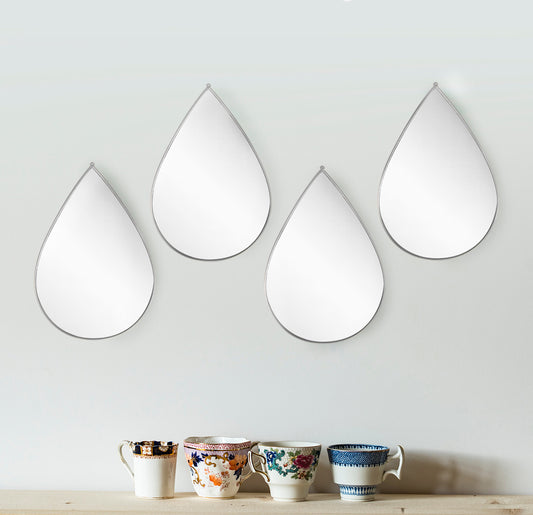 Set 4 Oglinzi Decorative, Naimeed D4605S, Argintiu, 19x1x28 cm