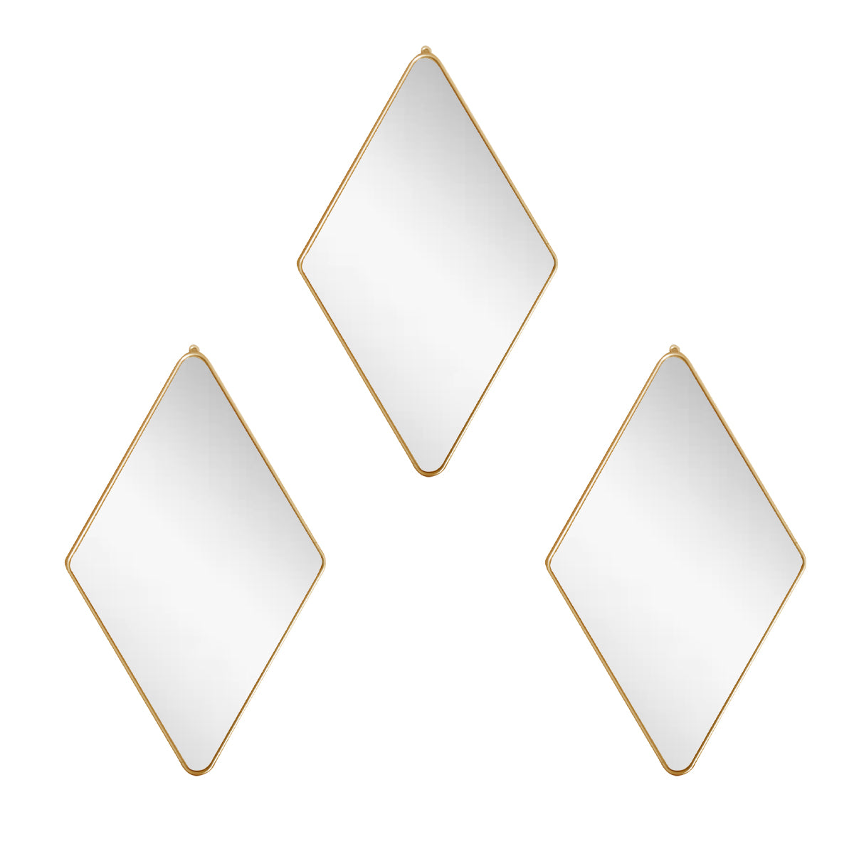 Set 3 Oglinzi Decorative, Naimeed D4607G, Auriu, 17x1x28 cm