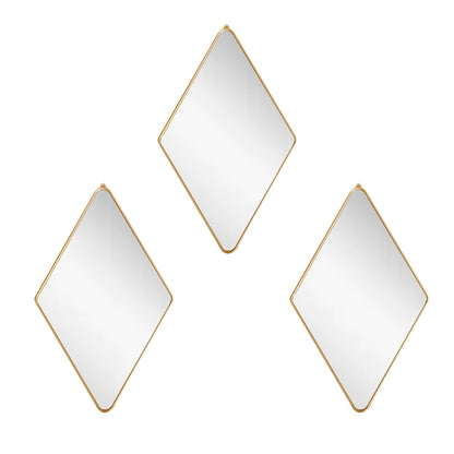 Set 3 Oglinzi Decorative, Naimeed D4607G, Auriu, 17x1x28 cm
