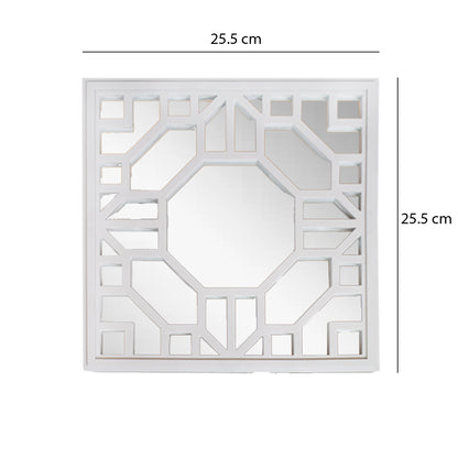 Set 3 Oglinzi Decorative de Perete, Naimeed D4617W, Alb, 25.5x2.5x25.5 cm