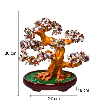 Copac Feng Shui cu Pietre Semipretioase, Suport Ceramic, Naimeed D4625-Multicolor, Inaltime 30cm