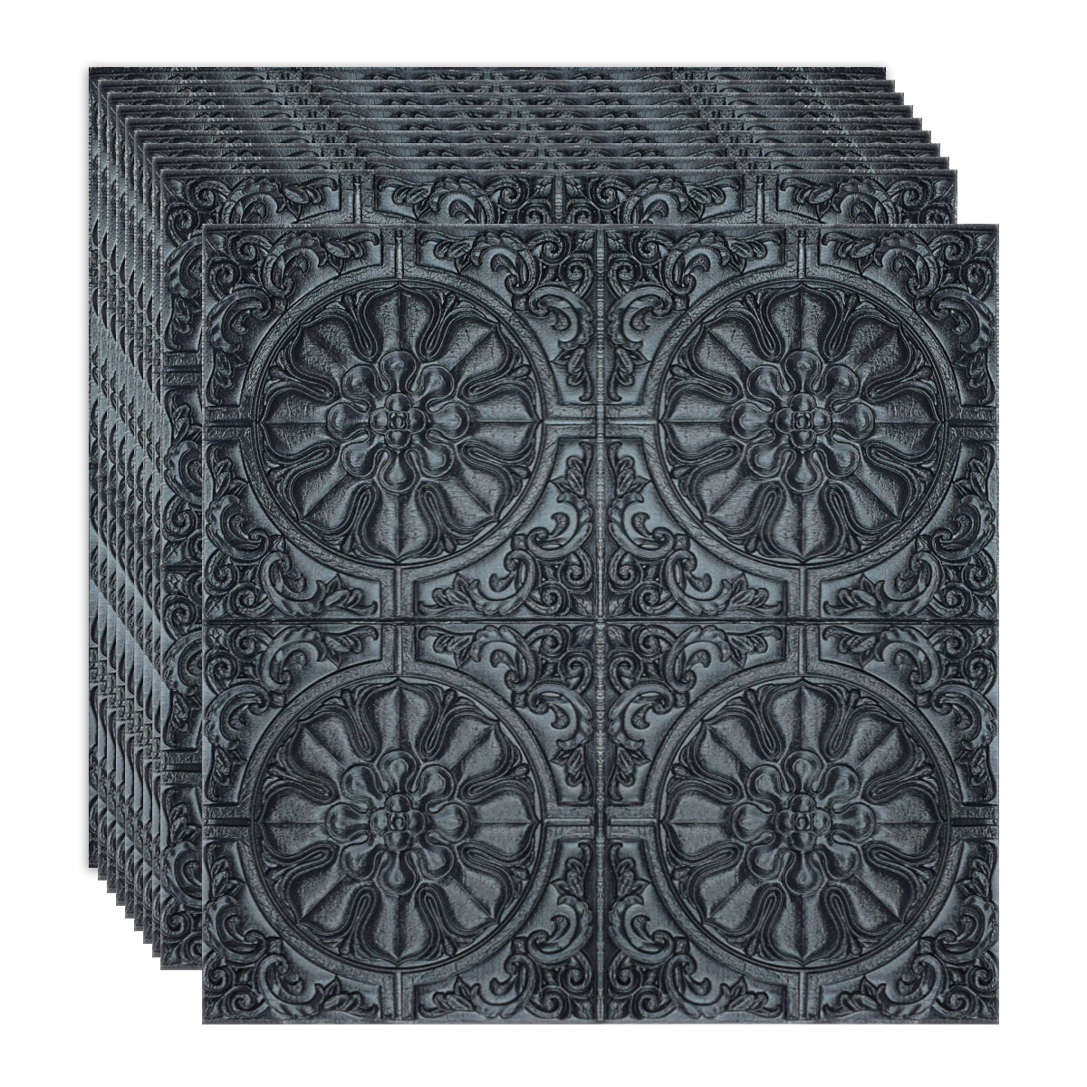 Set 10 x Tapet 3D Autoadeziv, design modern, rezistent la umezeala, usor de curatat, 70x70cm, Naimeed D4716, Negru