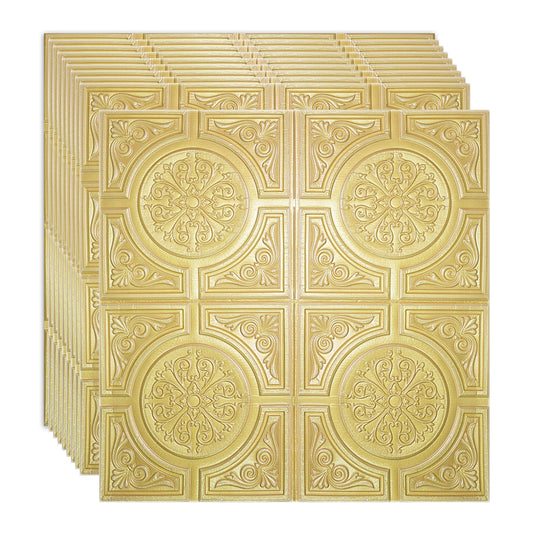 Set 10 x Tapet 3D Autoadeziv, design modern, rezistent la umezeala, usor de curatat, 70x70cm, Naimeed D4722, Auriu