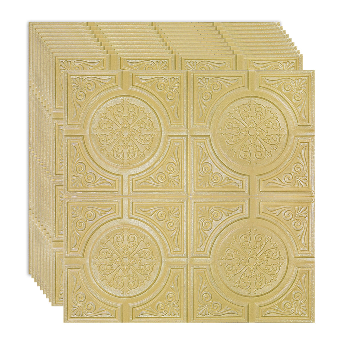 Set 10 x Tapet 3D Autoadeziv, design modern, rezistent la umezeala, usor de curatat, 70x70cm, Naimeed D4723, Galben